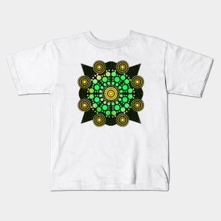 Symmetrical Mandala Green-Yellow Kids T-Shirt